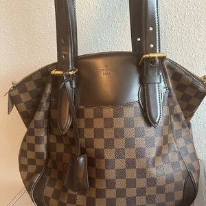 Louis Vuitton Damier Ebene Checkerboard Brown Shoulder Tote